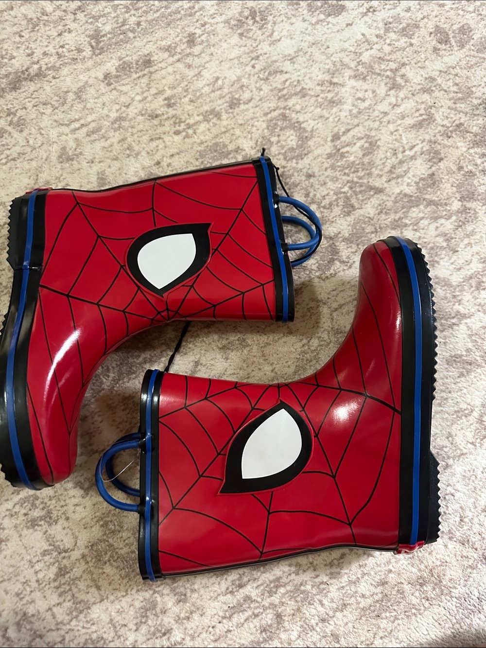 Marvel Spider-Man Rain Boots Youth 2-3 Red Waterproof Rubber Pull on boots